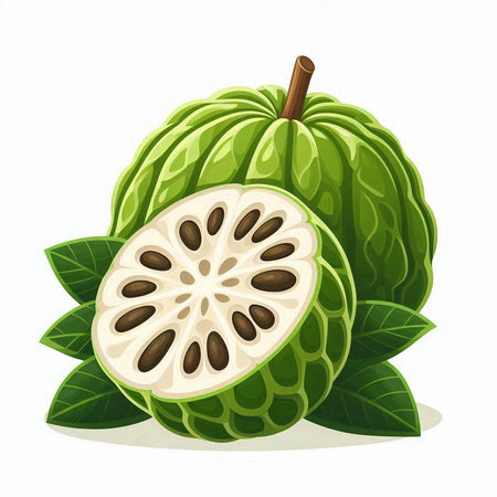 Custard apple on white background. Vector illustration. Eps 10のイラスト素材