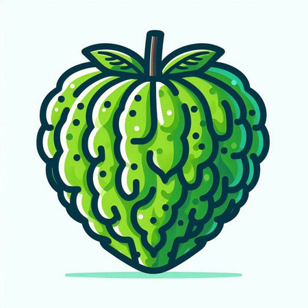 Custard apple icon. Exotic fruit. Vector illustration in flat styleのイラスト素材