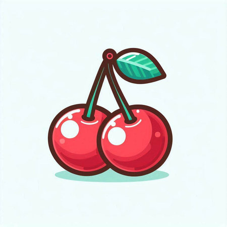 Cherry. Vector illustration. Isolated on a white background.のイラスト素材