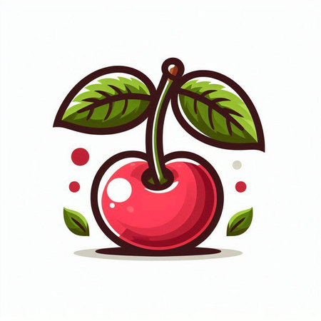 Cherry fruit icon isolated on white background. Vector Illustration.のイラスト素材