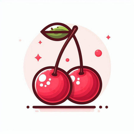 Cherry fruit icon. Vector illustration in flat style. Isolated on white background.のイラスト素材