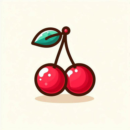 Cherry fruit icon. Cartoon illustration of cherry fruit vector icon for web designのイラスト素材