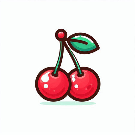 Cherry icon. Vector illustration. Isolated on white background.のイラスト素材