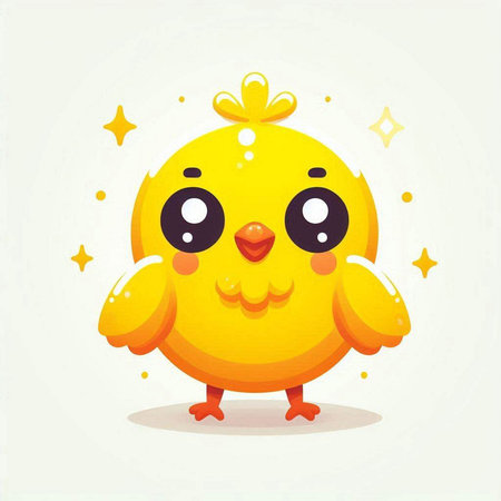 Cute cartoon yellow chicken. Vector illustration. Happy easter.のイラスト素材
