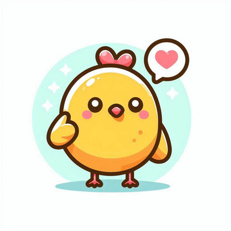 Cute chicken with speech bubble. Vector illustration in cartoon style.のイラスト素材