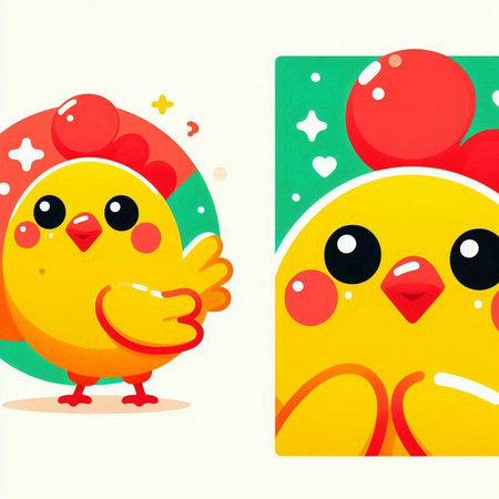 Vector illustration of a cute Easter chick and eggs on a white backgroundのイラスト素材
