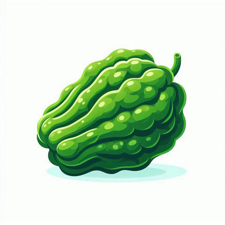 Bitter melon isolated on a white background. Vector illustration.のイラスト素材