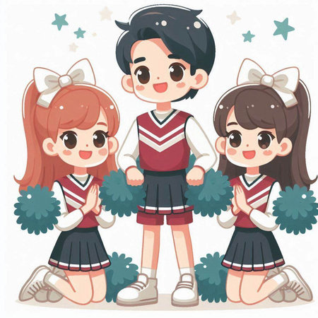 Cute little boys and girls in school uniform. Vector illustration.のイラスト素材