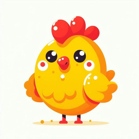 Cute cartoon chicken on white background. Vector illustration for your designのイラスト素材
