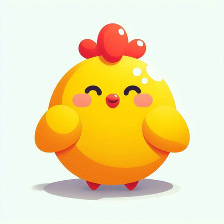 Illustration of a cute cartoon yellow chicken on a white background.のイラスト素材