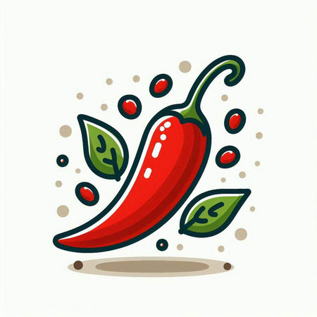 Chilli pepper vector icon. Hand drawn illustration of chili pepper.のイラスト素材
