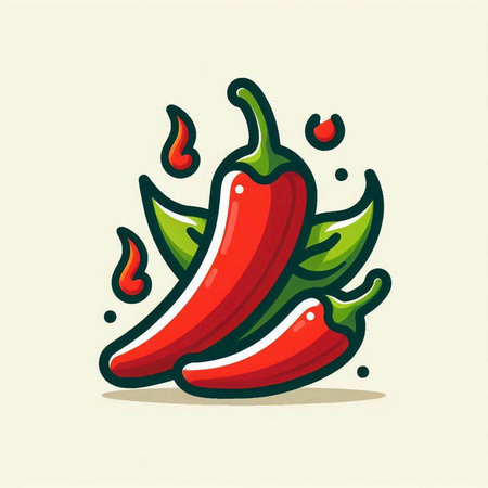 Chili pepper icon. Vector illustration of red hot chili pepper.のイラスト素材
