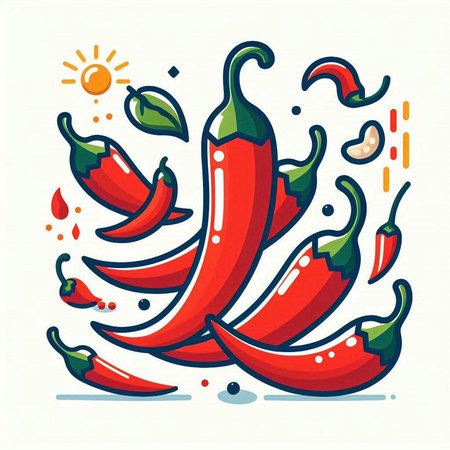 Hot chilli peppers vector illustration. Hand drawn hot chilli pepper icon.のイラスト素材