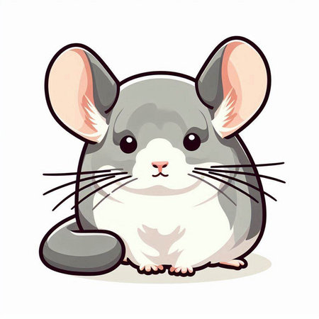 Gray mouse isolated on white background. Cute cartoon rat. Vector illustration.のイラスト素材