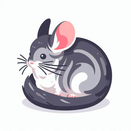 Cute cartoon chinchilla sitting on a ball. Vector illustration.のイラスト素材