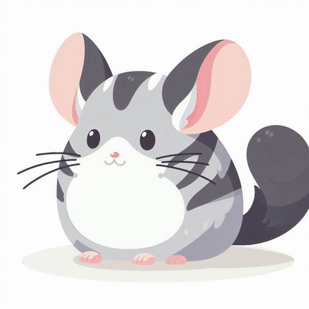 Cute chinchilla on white background. Vector illustration in cartoon style.のイラスト素材