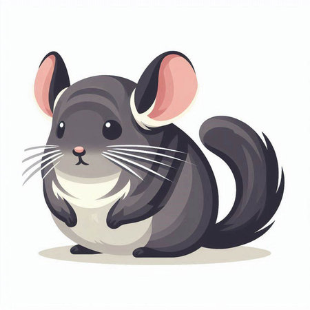 Black chinchilla sitting on a white background. Vector illustration.のイラスト素材