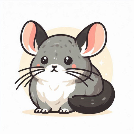Cute little gray mouse. Vector illustration on a white background.のイラスト素材