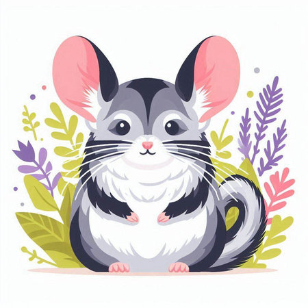 Cute little chinchilla. Vector illustration in cartoon style.のイラスト素材
