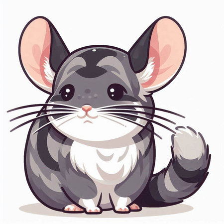 cute chinchilla isolated on white background. vector illustration.のイラスト素材