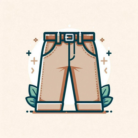 Shorts. Vector illustration in thin line style. Isolated on light background.のイラスト素材