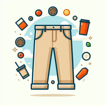 Clothing and accessories. Vector illustration of a man's pants.のイラスト素材