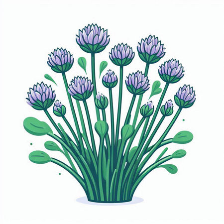 Vector illustration of a bouquet of purple flowers on a white backgroundのイラスト素材