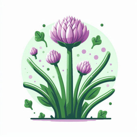 Flowering clover. Vector illustration in cartoon style on a white background.のイラスト素材