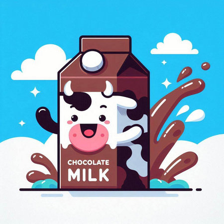 Milk box with cow. Vector illustration in flat cartoon style.のイラスト素材