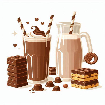 Coffee with chocolate and milk in a glass. Vector illustration.のイラスト素材