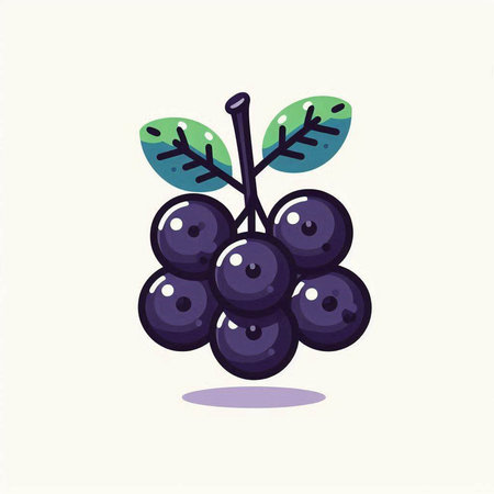 Grapes with leaves. Vector illustration in a flat style.のイラスト素材