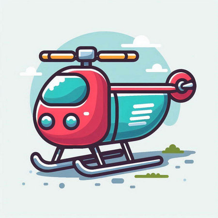 Cartoon helicopter. Vector illustration of a toy helicopter in flat style.のイラスト素材