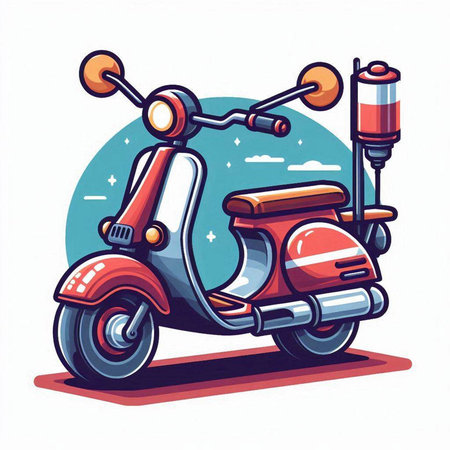 Vintage scooter. Vector illustration of a classic scooter.のイラスト素材