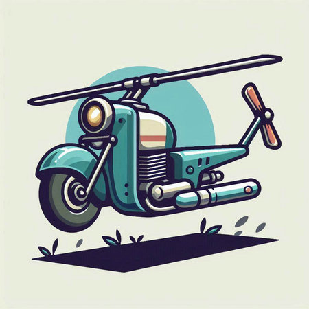 Vector illustration of a vintage chopper on a background of blue skyのイラスト素材