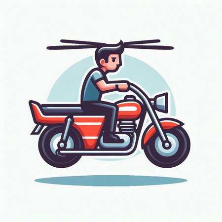 Motorcycle delivery service. Vector illustration of a man on a motorcycle.のイラスト素材