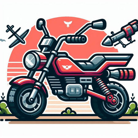 Vector illustration of a chopper motorcycle. Motorcycle on the road.のイラスト素材
