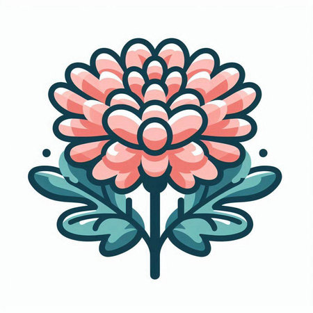 Vector hand drawn illustration of a pink chrysanthemum flower.のイラスト素材