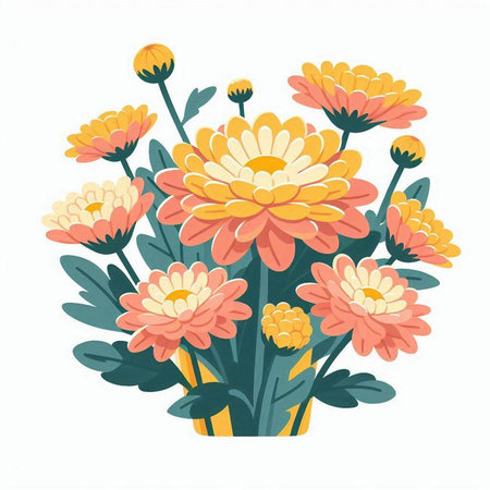 Bouquet of chrysanthemums. Vector illustration.のイラスト素材