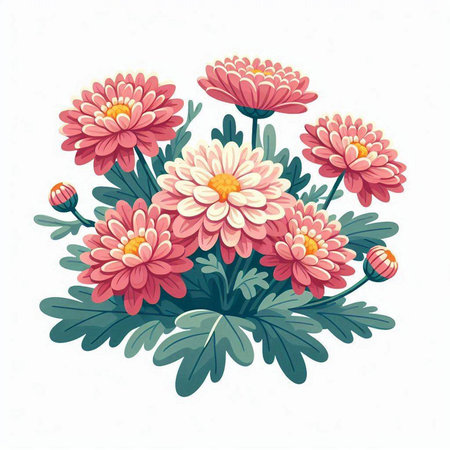Bouquet of chrysanthemums. Vector illustration.のイラスト素材