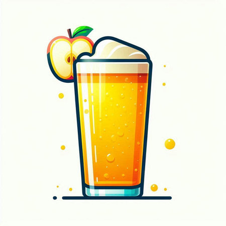 Fruit juice in a glass on a white background. Vector illustration.のイラスト素材