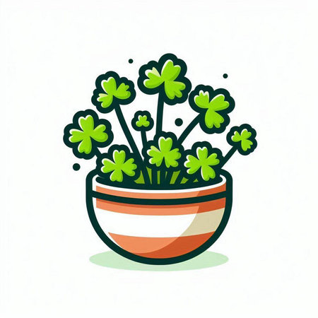 Clover in pot. St. Patrick's Day. Vector illustration.のイラスト素材