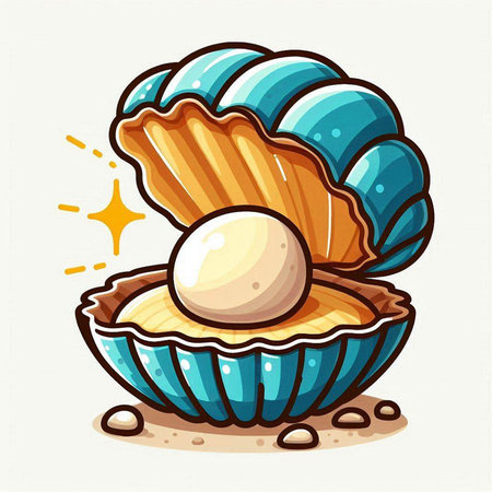 Illustration of a seashell in a shell on a white backgroundのイラスト素材