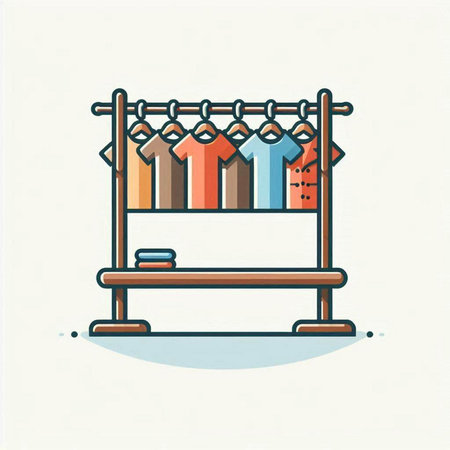 Clothes on hanger. Vector illustration in flat design style.のイラスト素材