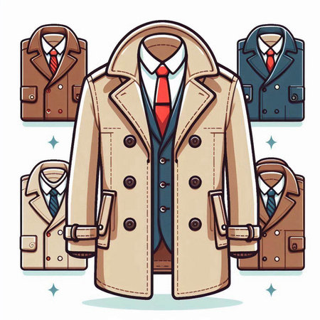 Vector illustration of a coat with a necktie and jacket on a white backgroundのイラスト素材