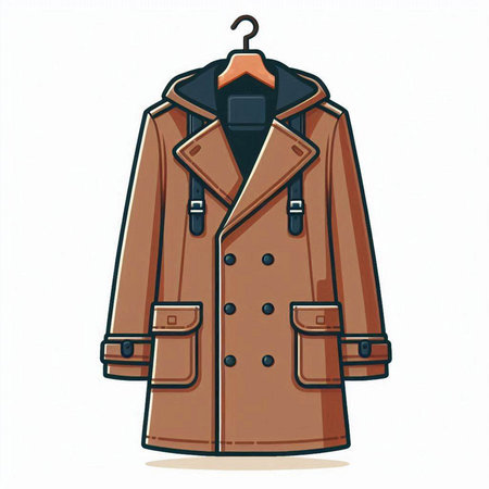 Women's brown coat on a hanger isolated on a white backgroundのイラスト素材