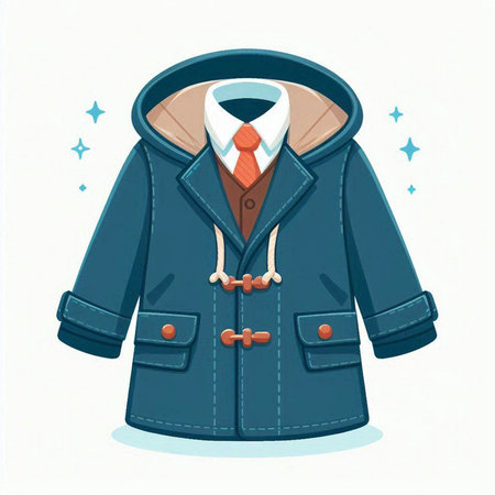 Vector illustration of a coat with a tie. Vector illustration of a jacket.のイラスト素材
