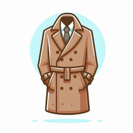 Men's coat on a white background. Vector illustration in cartoon style.のイラスト素材