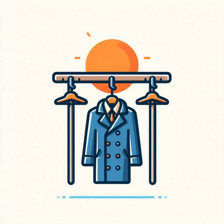 Vector illustration of a coat hanging on a hanger. Flat design.のイラスト素材