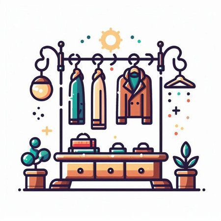 Fashion store line icon, vector illustration, eps 10.のイラスト素材