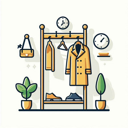 Clothing store vector illustration in flat line style. Clothes shop concept.のイラスト素材
